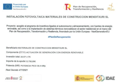 subvencion paneles solares menditxuri